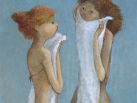 girls with white towls 3   Girls with White Towels- Oil on Gesso